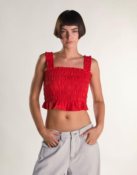 Glamorous Smocked top in red - view 1