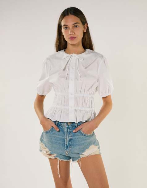 Glamorous Smocked waist blouse in white - view 1