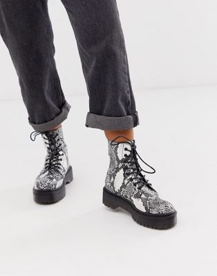Glamorous snake chunky flatform boots | ASOS