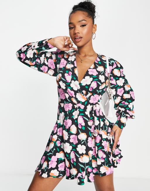 Ruffle wrap dress store long sleeve