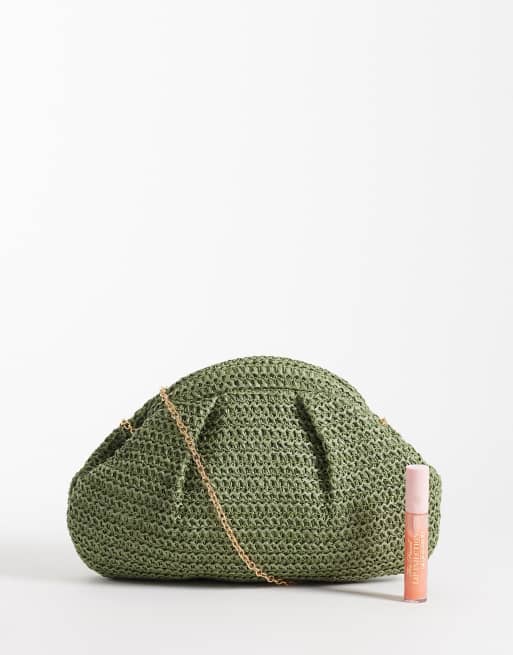 Glamorous – Słomkowa miękka kopertówka w kolorze khaki, 2 z 4