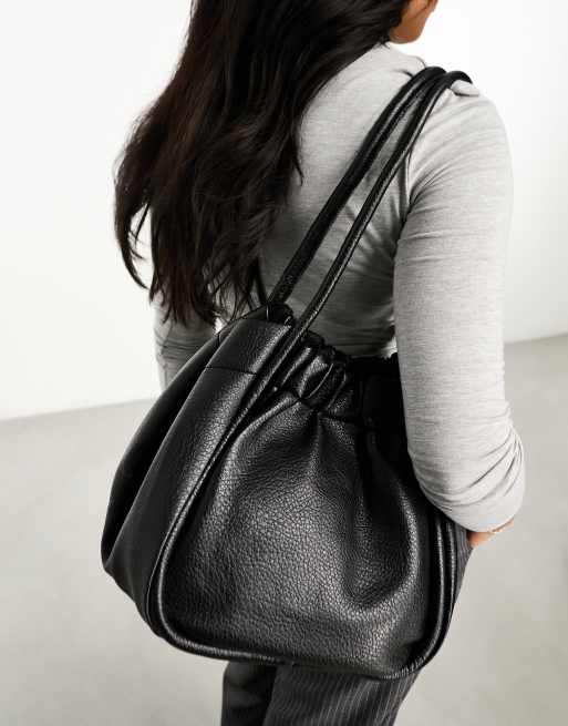 Glamorous - Sort tote-taske med rynker i PU 