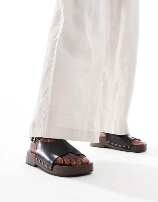 Glamorous - Sorte træsko-sandaler, 2 af 4