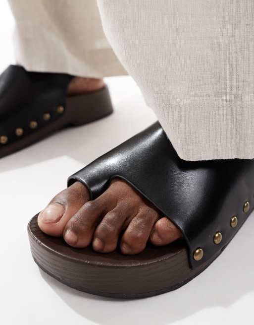Glamorous - Sorte træsko-sandaler, 3 af 4