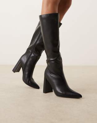 Glamorous - Spitze, kniehohe Stiefel in Schwarz
