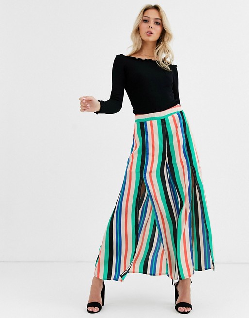 Glamorous split front trousers in stripe