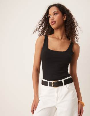 Glamorous Square neck bodysuit in black