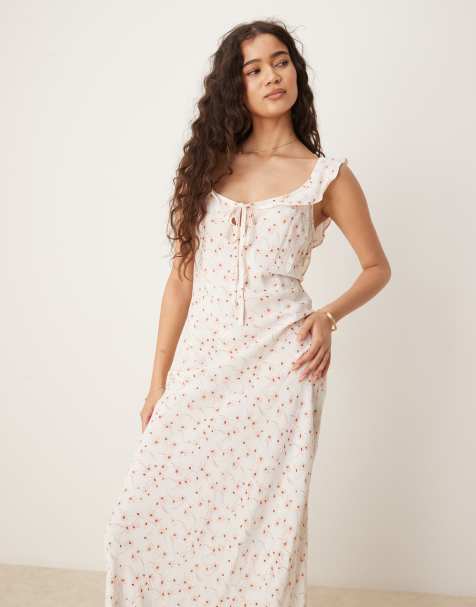 Glamorous Square neck midi dress in white base floral - view 1