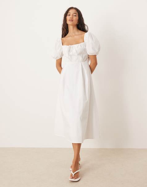 Glamorous Square neck midi dress in white - view 1