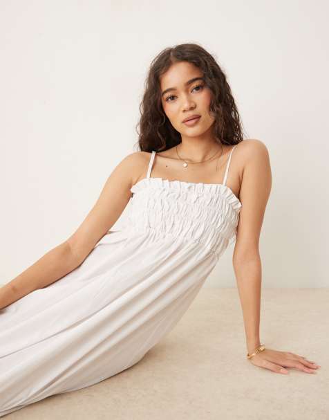 Glamorous Square neck midi dresses in white - view 1