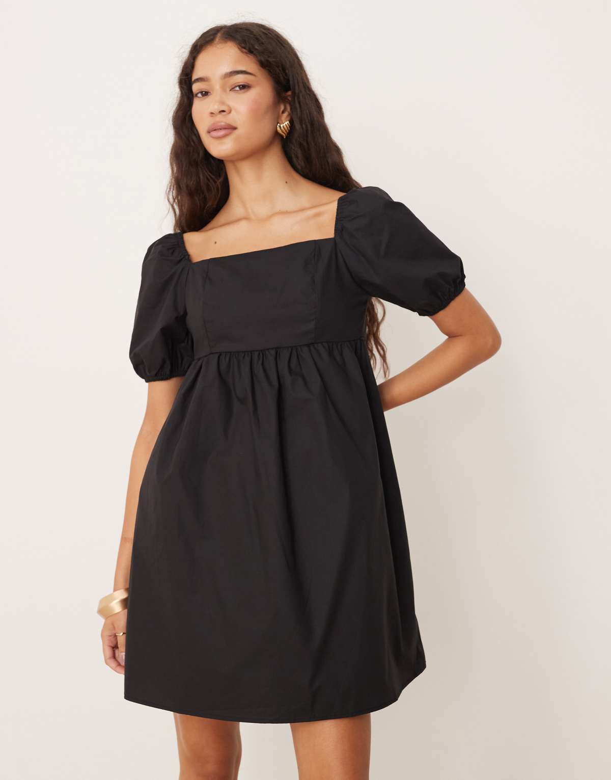 Glamorous Square neck mini dress in black