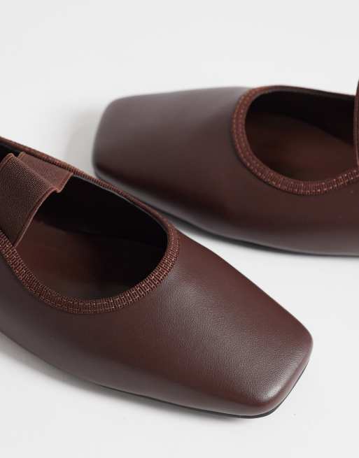 Glamorous square toe ballet flats in brown, 4 of 4