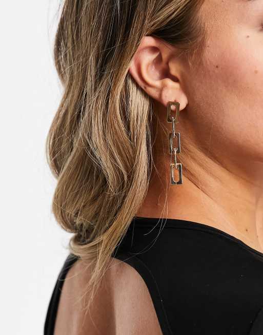 Silver Statement Chain Drop Earrings