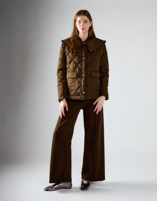 Glamorous Statement collar jacket in deep olive, 2 of 4