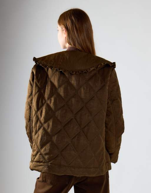Glamorous Statement collar jacket in deep olive, 3 of 4