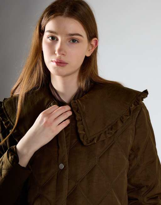 Glamorous Statement collar jacket in deep olive, 4 of 4