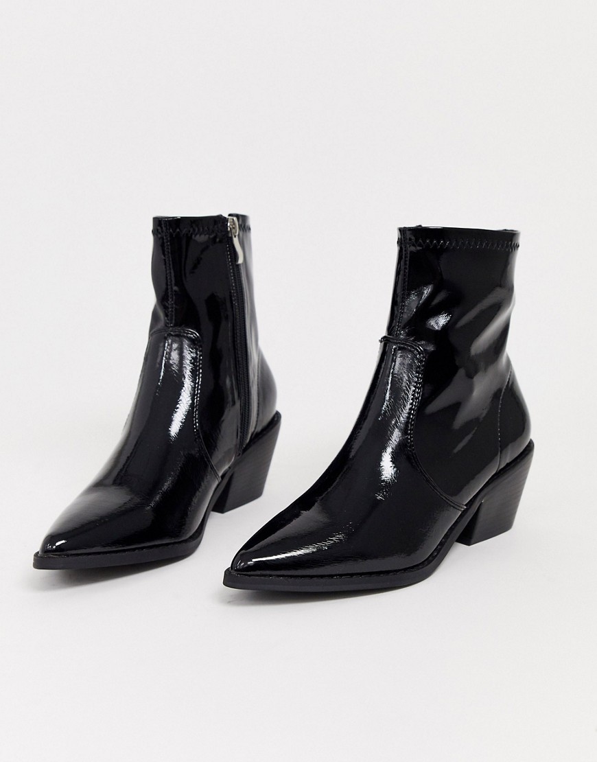 Glamorous - Stivaletti a calza stile western nero verniciato