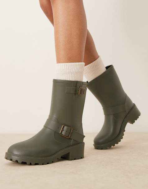 Glamorous - Stivali da pioggia stile biker kaki - view 1