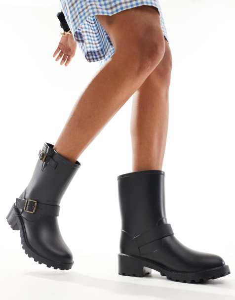 Glamorous - Stivali da pioggia stile biker neri - view 1
