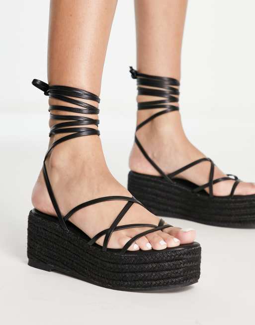 Black cheap strappy espadrilles