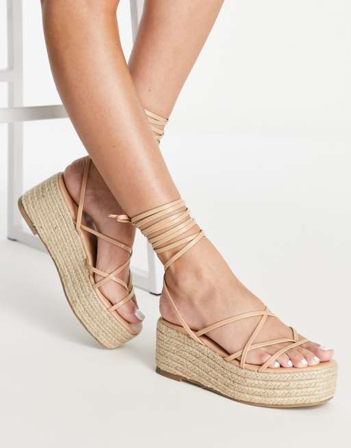 Tan espadrille deals flatform sandals