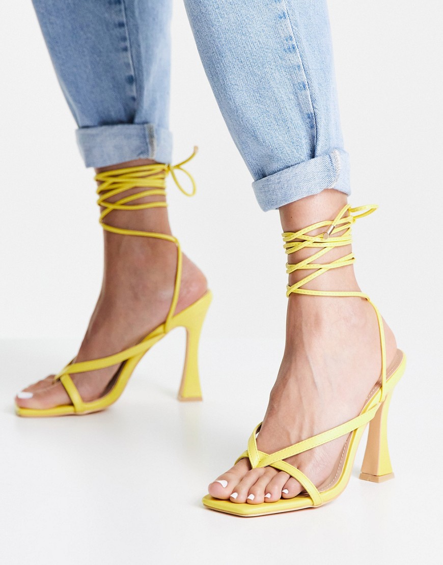 Glamorous strappy heeled sandals in lime-Green