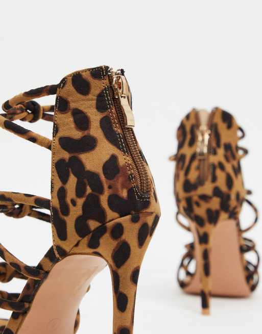 Glamorous strappy heels in leopard