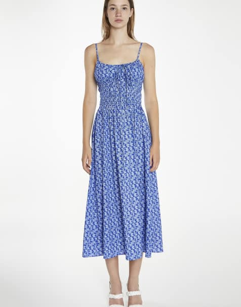 Glamorous Strappy midi dress in ultramarine ditsy - view 1