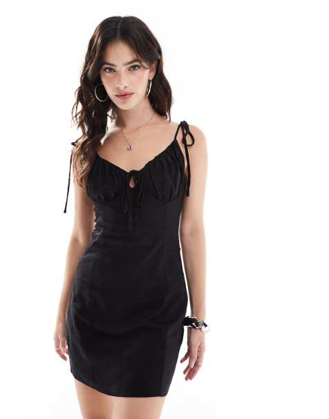 Glamorous Strappy milkmaid mini dress in black - view 1