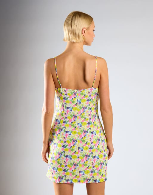 Glamorous Strappy mini-dress in bright watercolour floral, 2 of 4