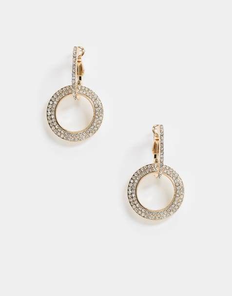Glamorous – Strassbesetzte Ohrringe mit ineinander verschlungenen Ringen, in Gold