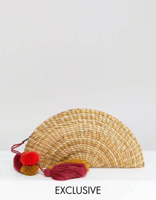 Fan rattan clutch sale