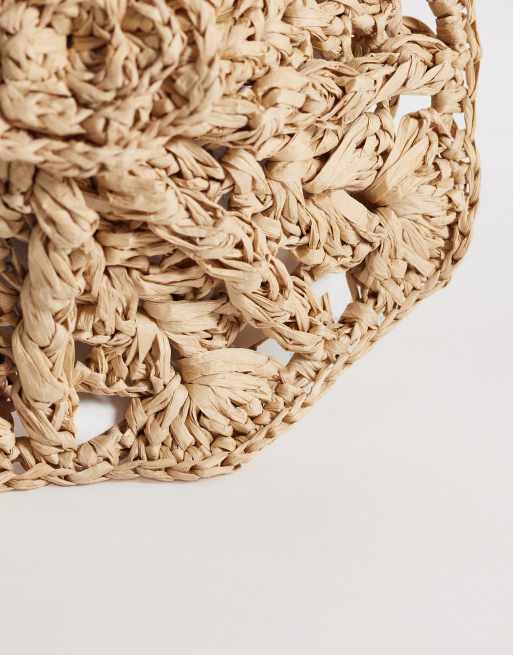 Glamorous straw flower shoulder bag in neutral, 4 of 4