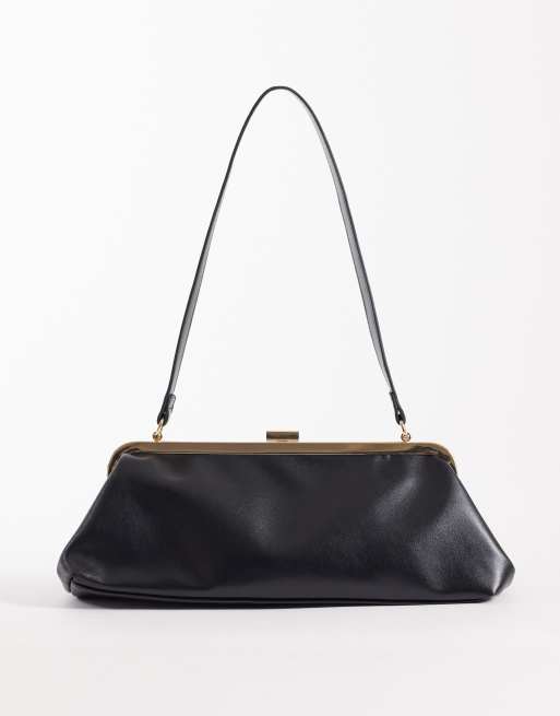 Glamorous structured shoulder bag in black, 3 of 4