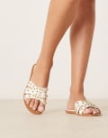 [Glamorous] Glamorous studded flat sandals in white 38 WHITE