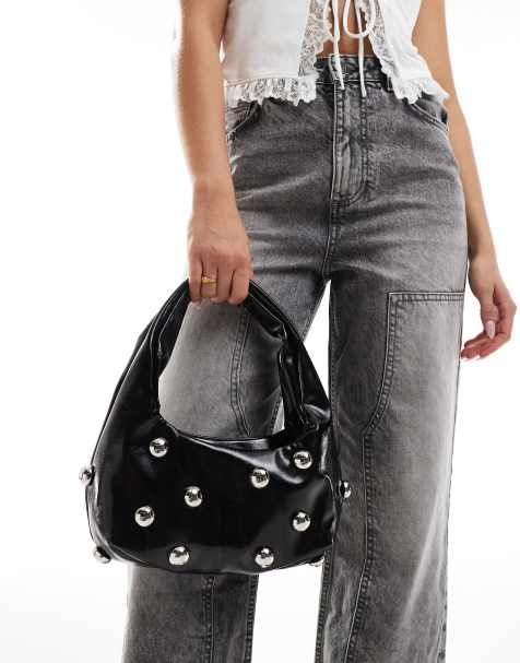Glamorous studded mini grab bag in black - view 1
