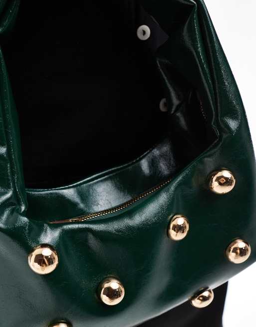 Glamorous studded mini grab bag in green 