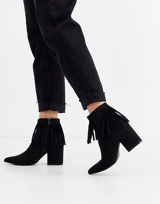 Glamorous suede fringed ankle boots