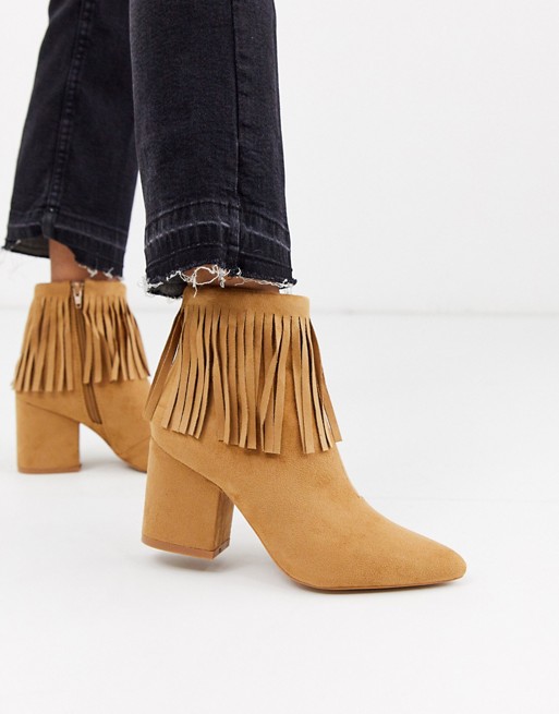 Glamorous suede fringed ankle boots
