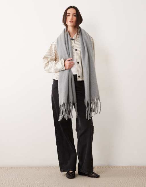 Glamorous super soft blanket scarf in grey , 2 of 4