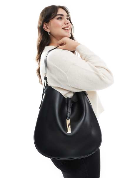 Glamorous – Svart, slouchy axelväska med spänne - view 1