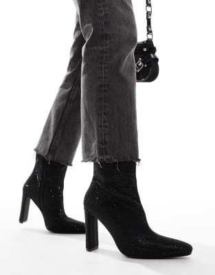 Glamorous – Svarta ankelboots med klack och utsmyckning - view 1