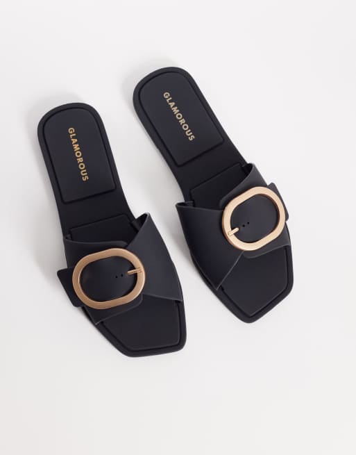Glamorous – Svarta jellysandaler med spännen, 2 av 4
