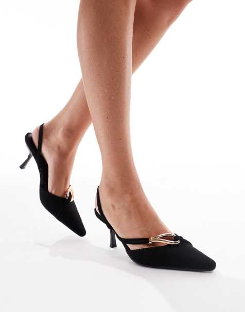 Glamorous – Svarta klackskor med detalj - view 1
