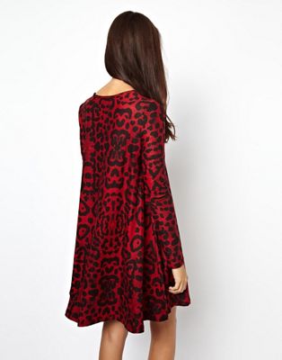 red leopard print swing dress