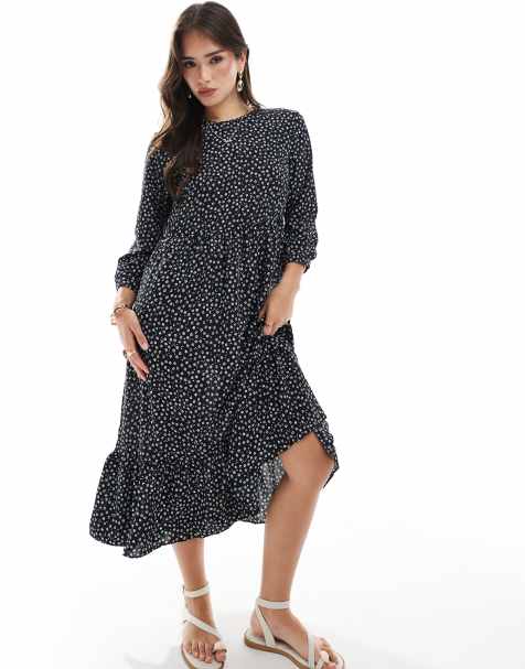 Glamorous Swing maxi dress in black white mini ditsy - view 1