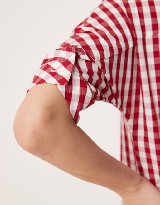 Glamorous swing mini shirt dress in cherry red gingham | ASOS