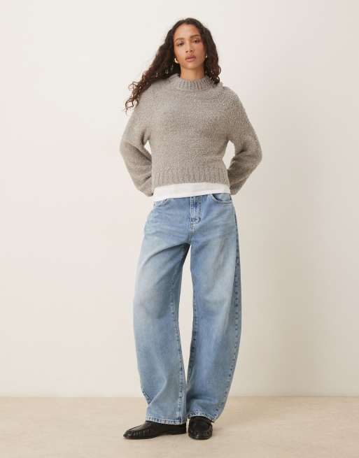 Glamorous – Szary dopasowany sweter pudełkowy z dzianiny, 2 z 4