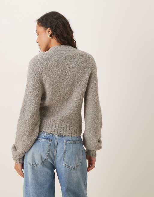 Glamorous – Szary dopasowany sweter pudełkowy z dzianiny, 3 z 4