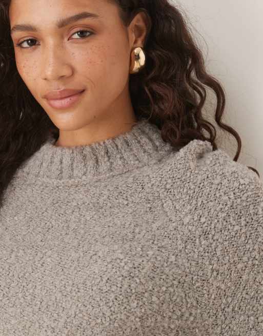 Glamorous – Szary dopasowany sweter pudełkowy z dzianiny, 4 z 4